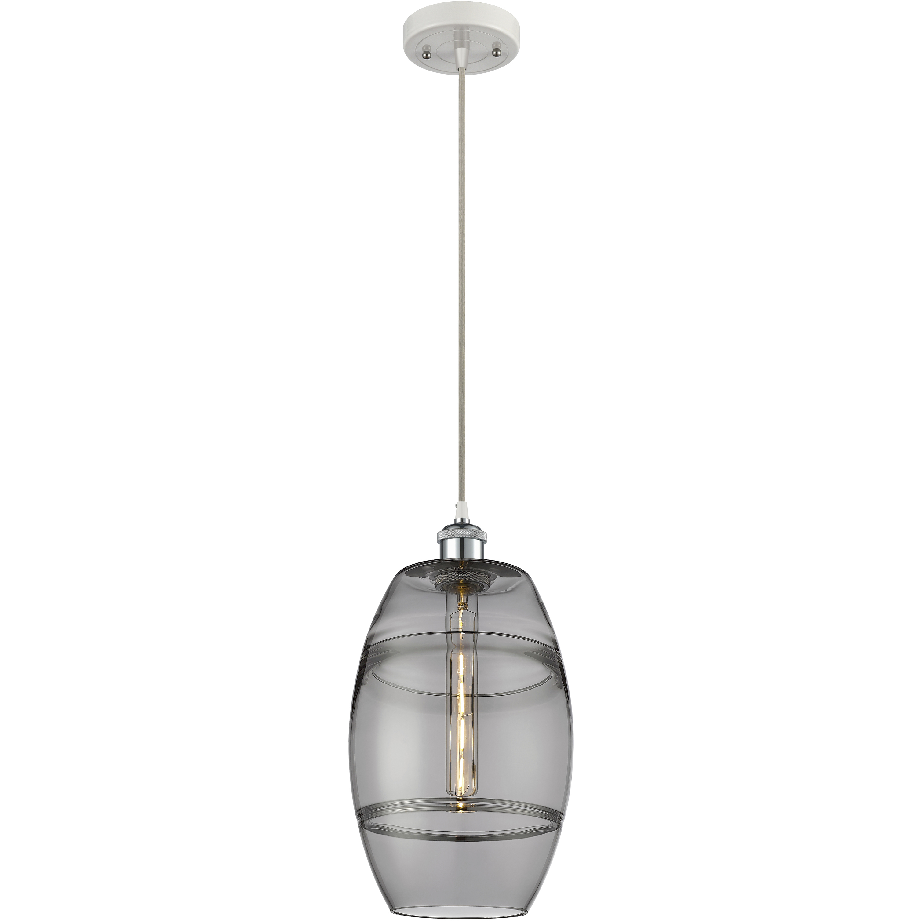 Ballston Vaz 1 Light 8 inch White Polished Chrome Cord Hung Mini Pendant Ceiling Light