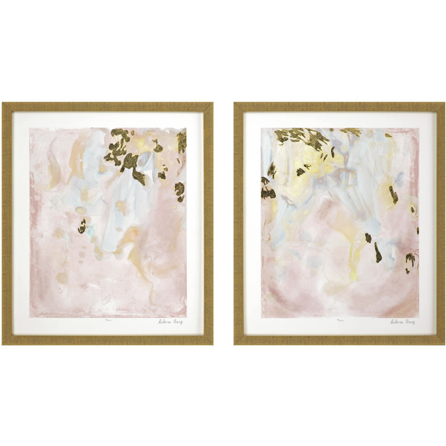 Gold Planet Pink and Metallic Framed Art