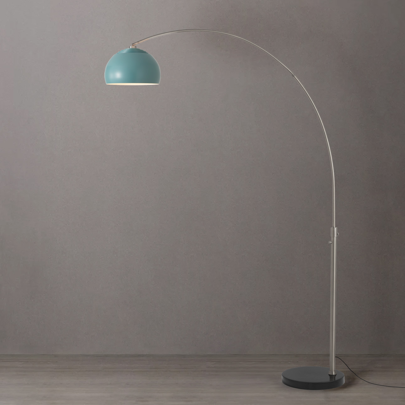 Half Dome 92 inch 14 watt Satin Nickel and Black Arc Floor Lamp Portable Light in Turquoise Steel