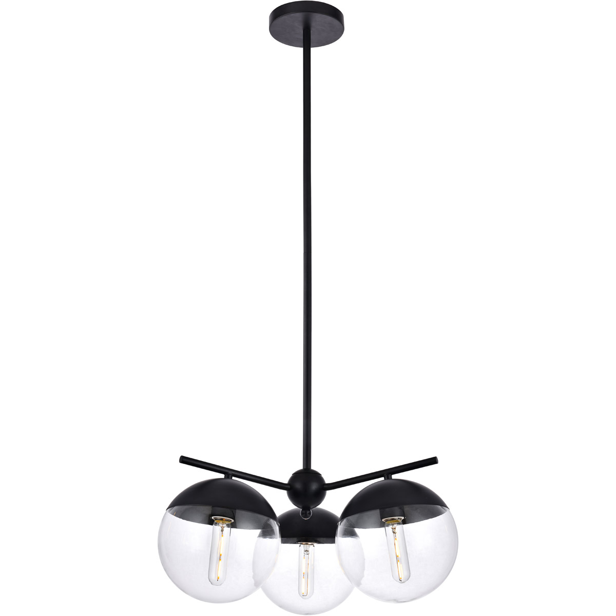 Eclipse 3 Light 21 inch Black Pendant Ceiling Light