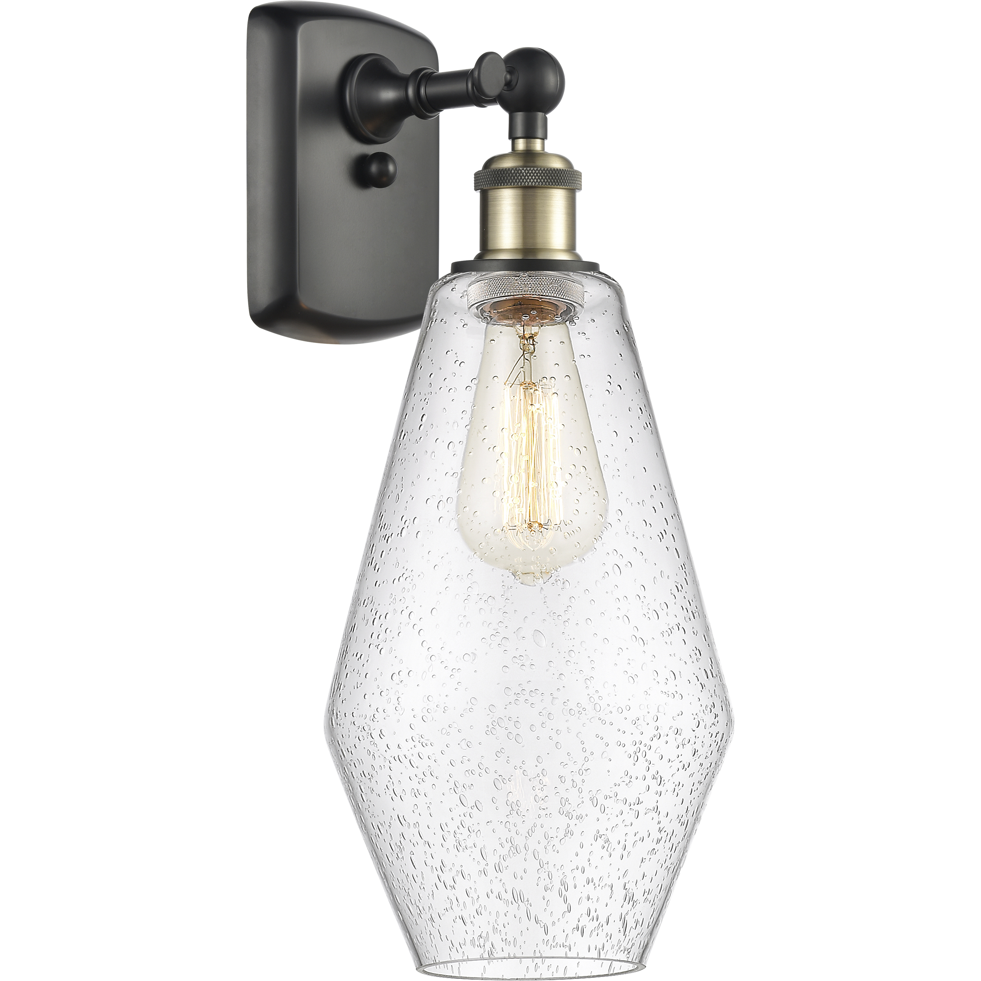 Ballston Cindyrella LED 7 inch Black Antique Brass Sconce Wall Light in Seedy Glass