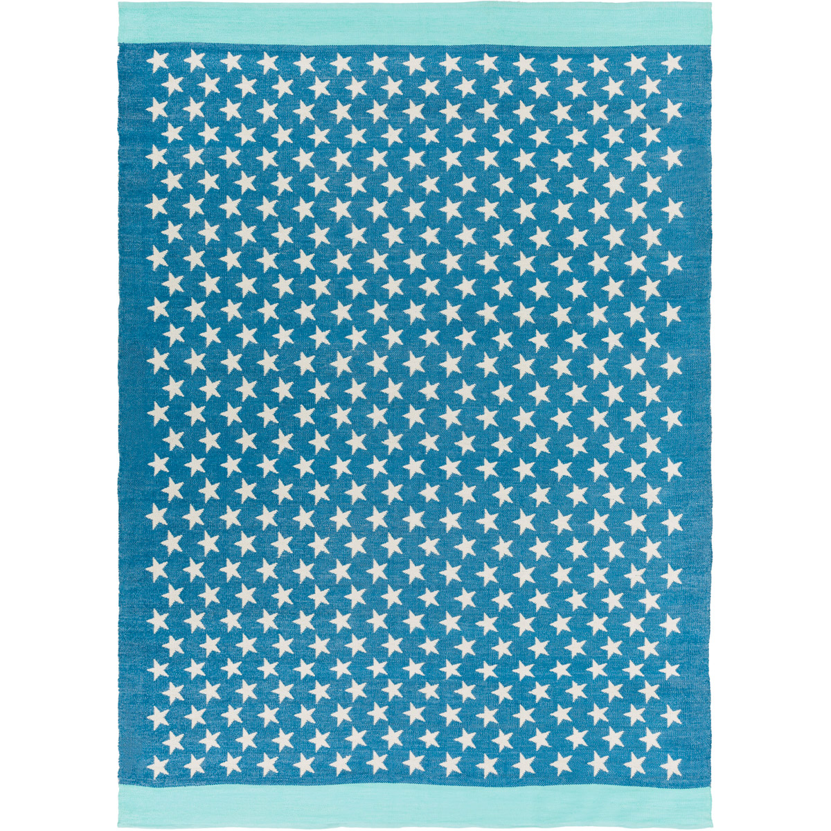 Picnic 36 X 24 inch Bright Blue, Aqua, White Rug