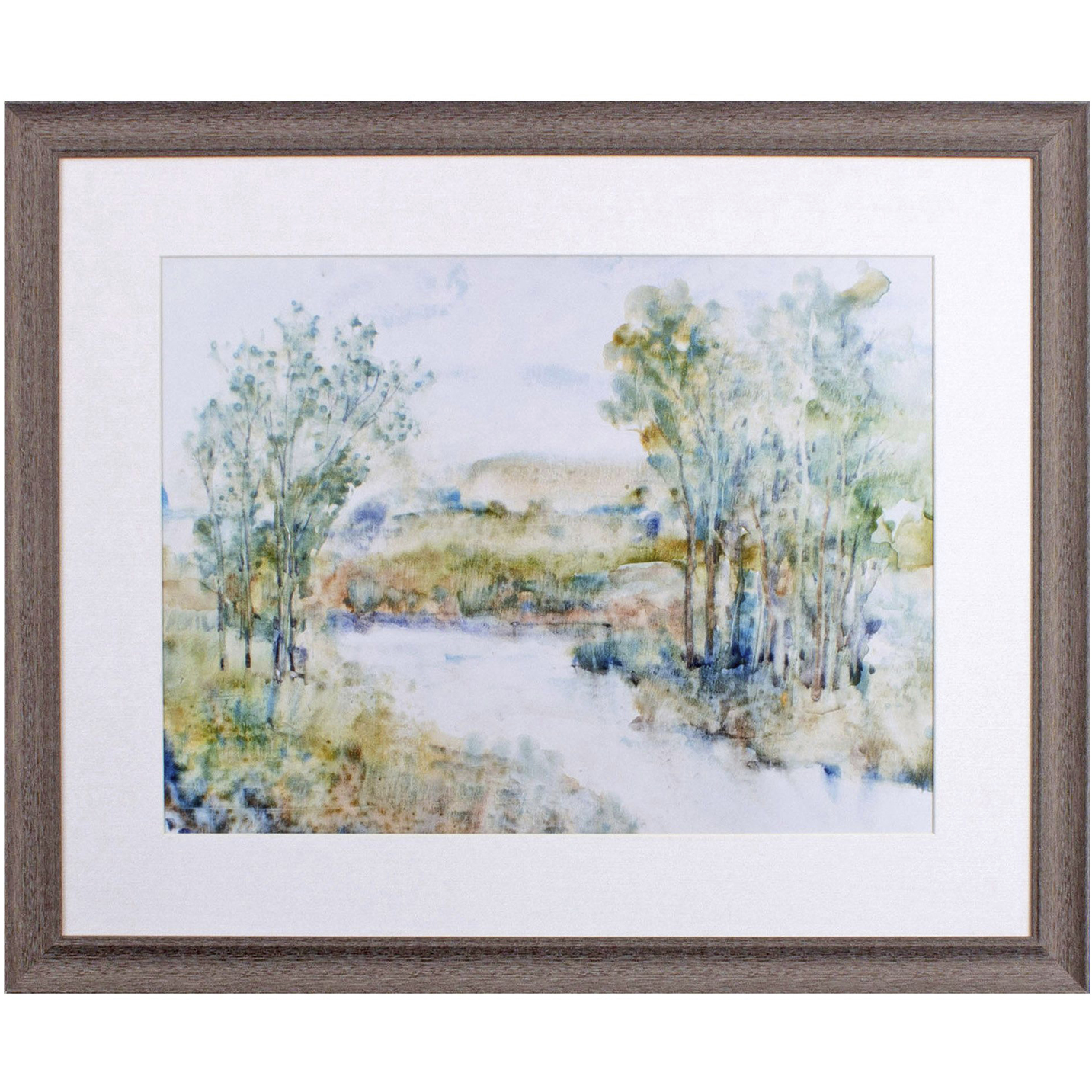 Trees on the Creek Blue and Green and Orange Framed Art, Propac
