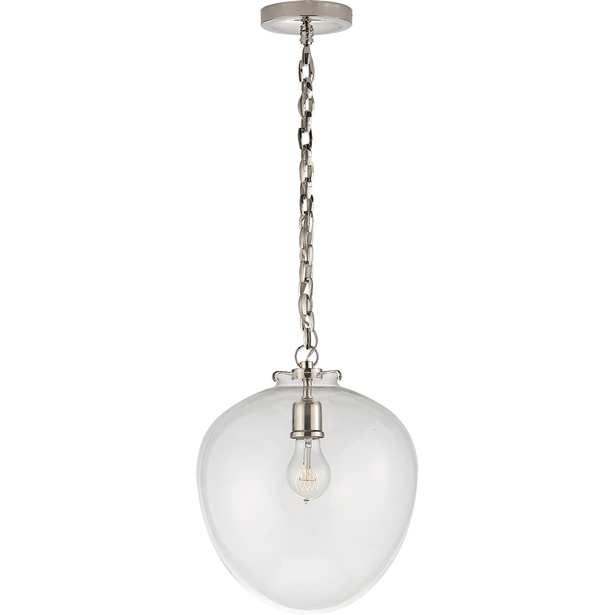 Thomas O'Brien Katie2 1 Light 10.5 inch Polished Nickel Acorn Pendant Ceiling Light in Clear Glass
