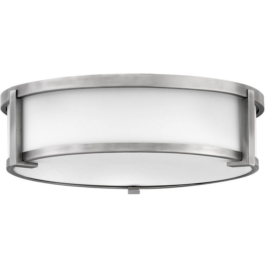 Lowell 3 Light 16 inch Antique Nickel Indoor Flush Mount Ceiling Light in White