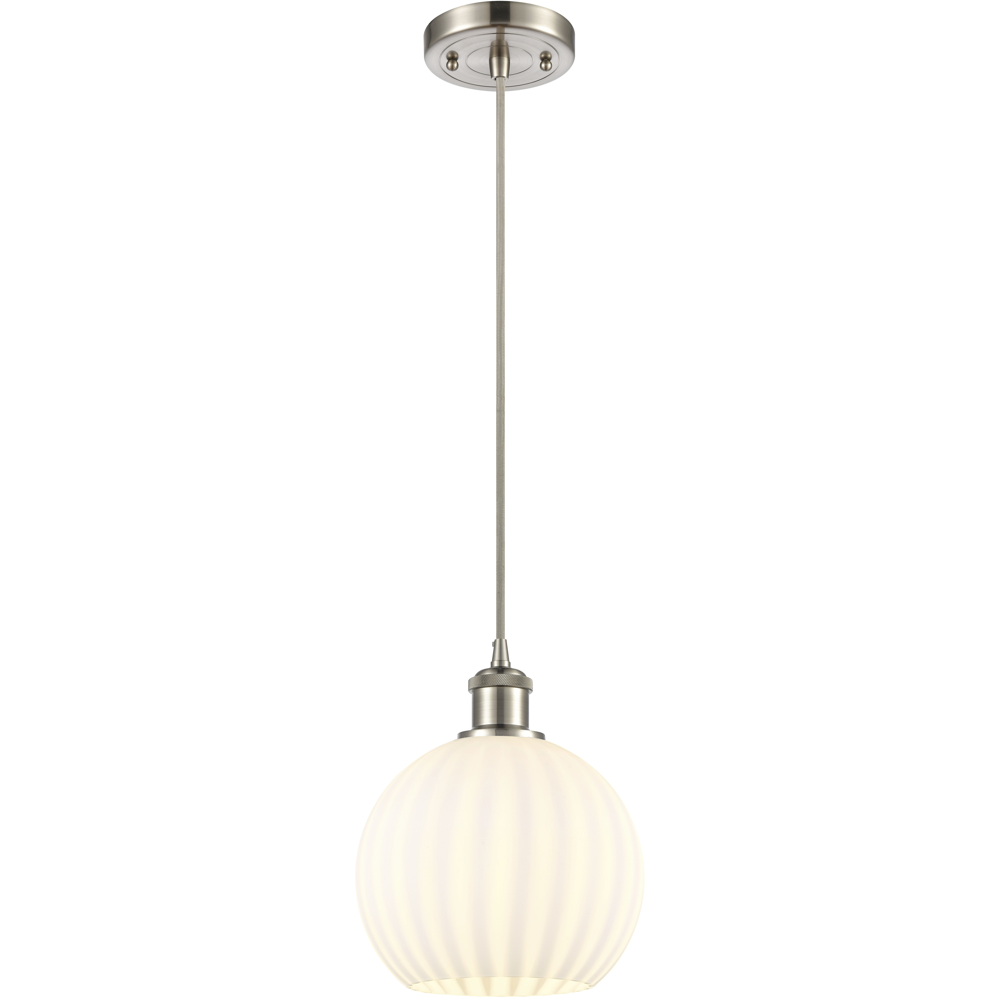 Ballston White Venetian 1 Light 8 inch Brushed Satin Nickel Cord Hung Mini Pendant Ceiling Light