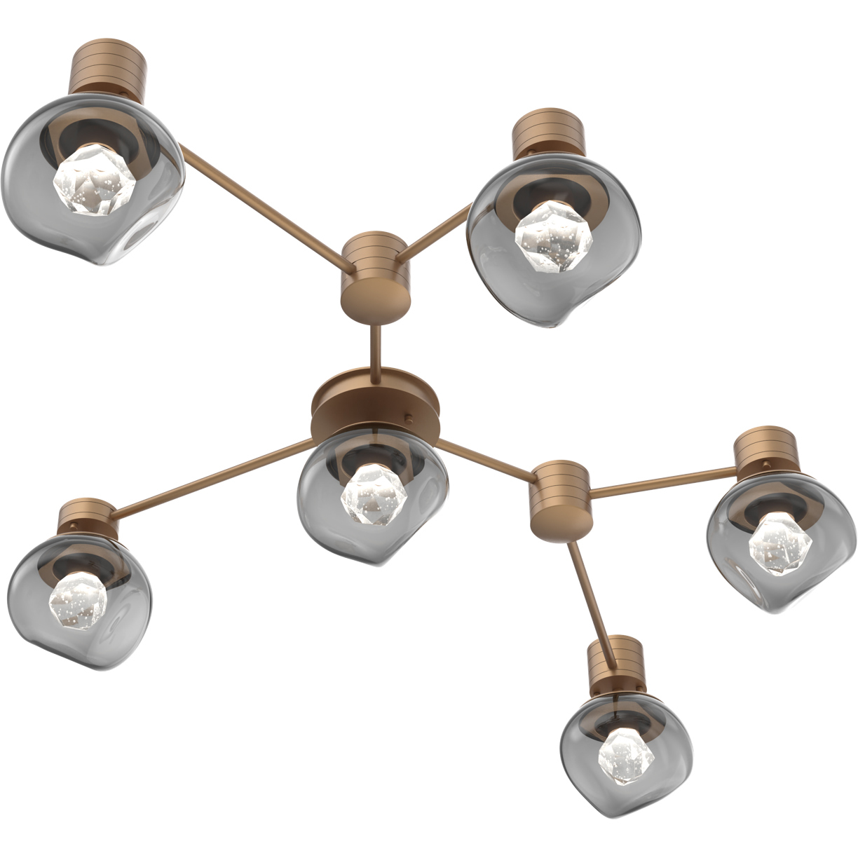 Luna LED 37.1 inch Novel Brass Linear Hub & Spoke Ceiling Light in 3000K LED, Zircon Inner - Smoke Outer