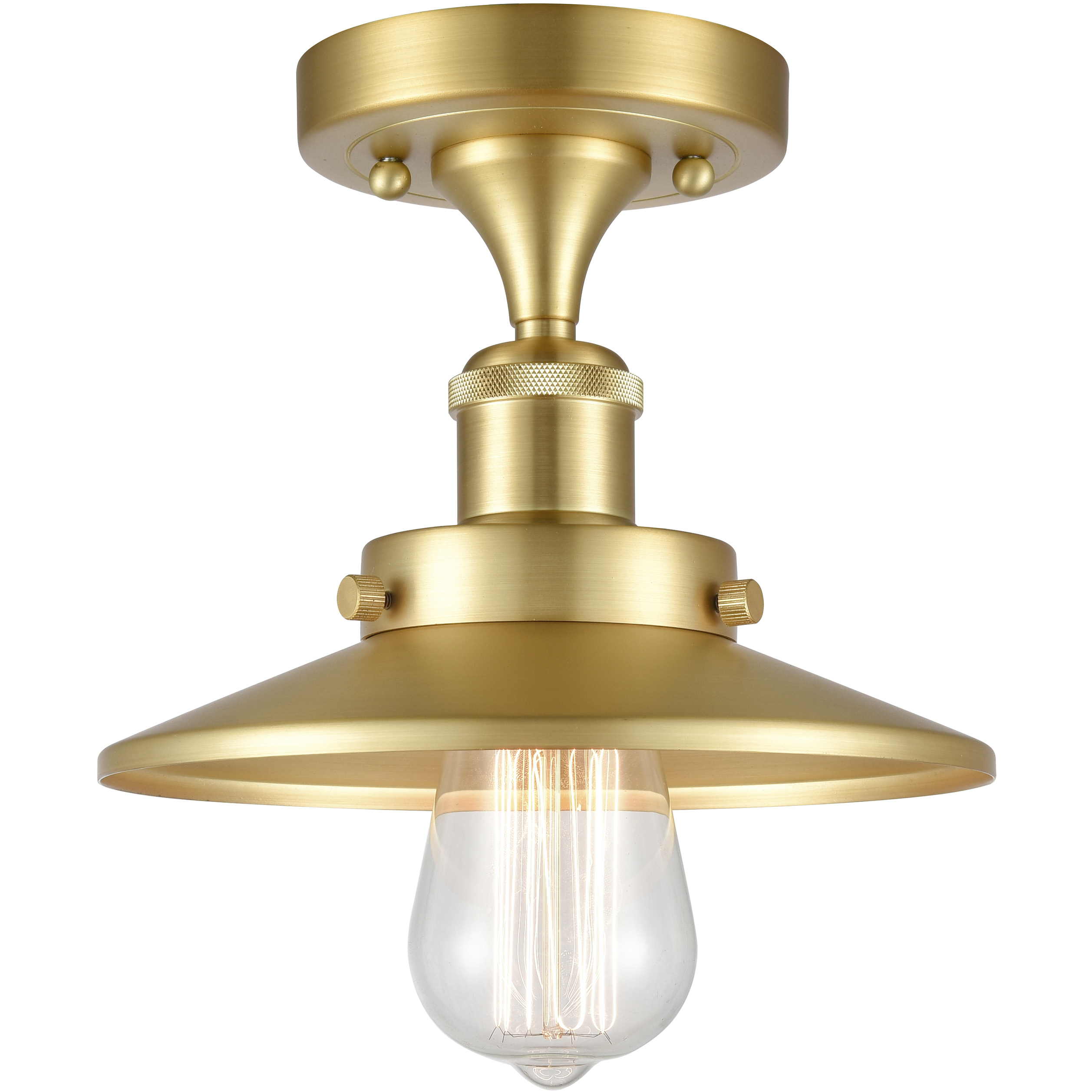 Edison 1 Light 8 inch Satin Gold Semi-Flush Mount Ceiling Light