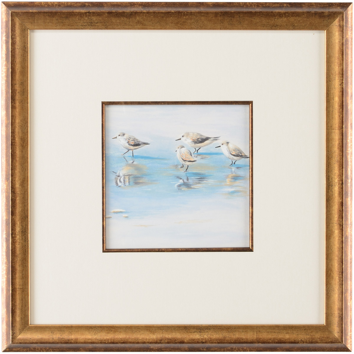 Lisa Kahn White Mat - Antique Gold Fillet Watercolor