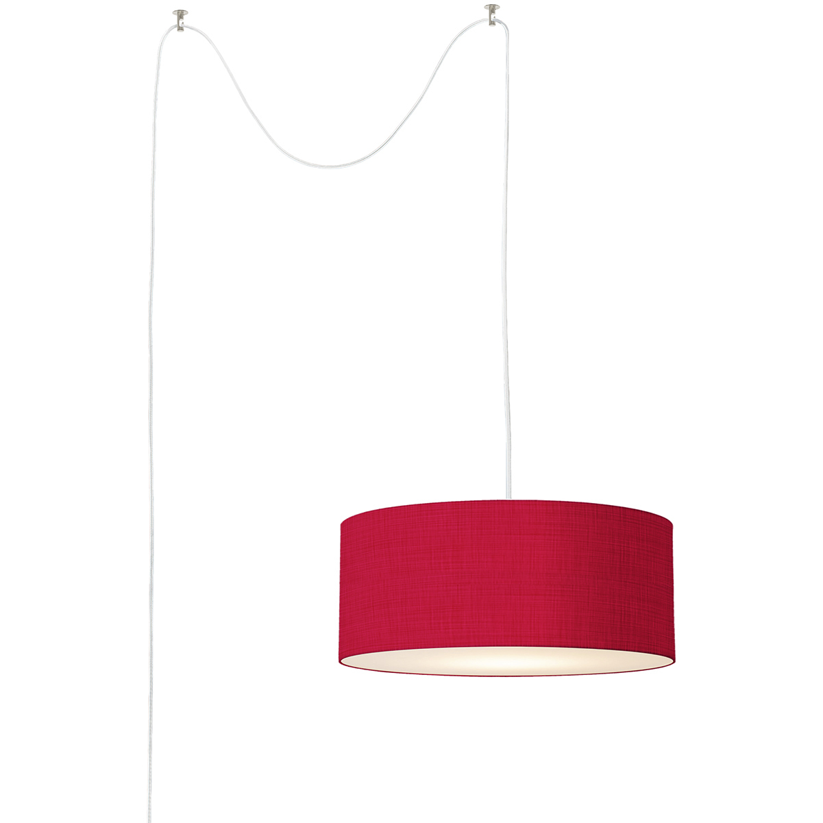 Stretch 1 Light 18 inch Satin Nickel Pendant Swag Kit Ceiling Light in Crimson Red Linen