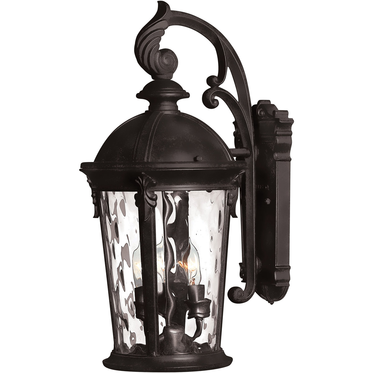 Windsor LED 21 inch Black Outdoor Wall Mount, Clear Water Glass