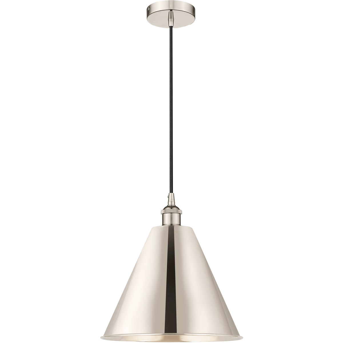 Edison Cone 1 Light 12 inch Polished Nickel Mini Pendant Ceiling Light