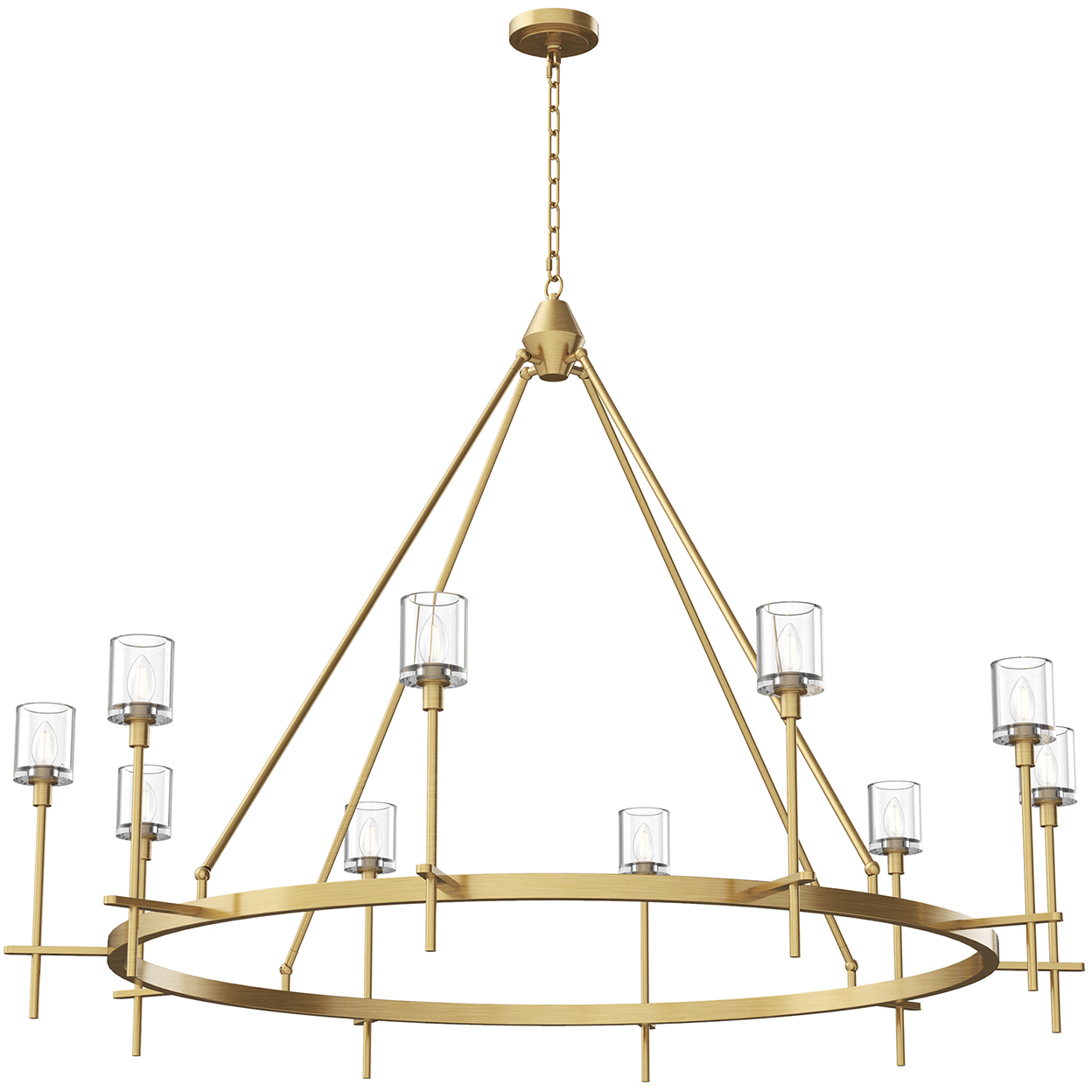 Salita 10 Light 57.75 inch Vintage Brass Chandelier Ceiling Light in Clear Crystal