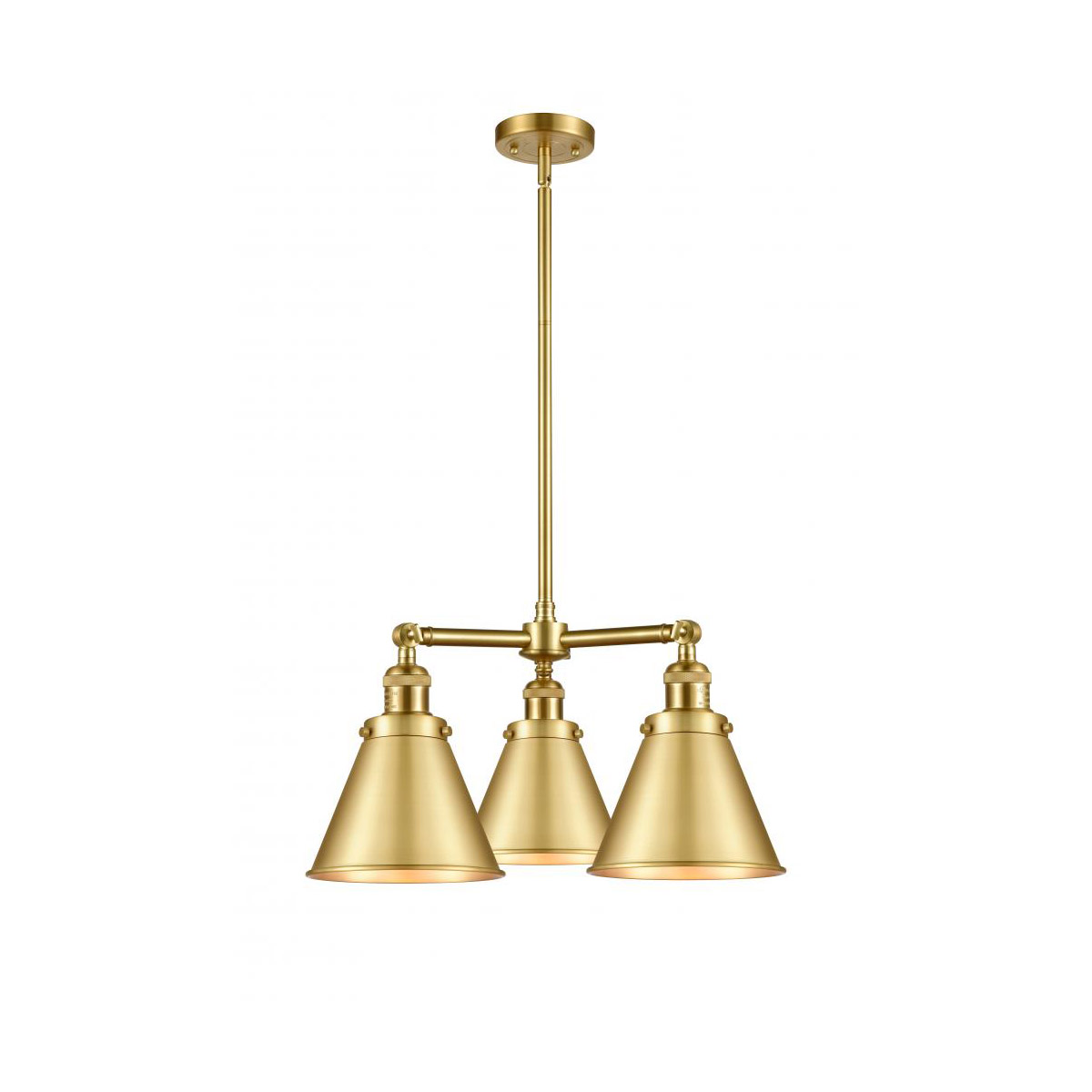 Franklin Restoration Appalachian 3 Light 21 inch Satin Gold Chandelier Ceiling Light, Franklin Restoration