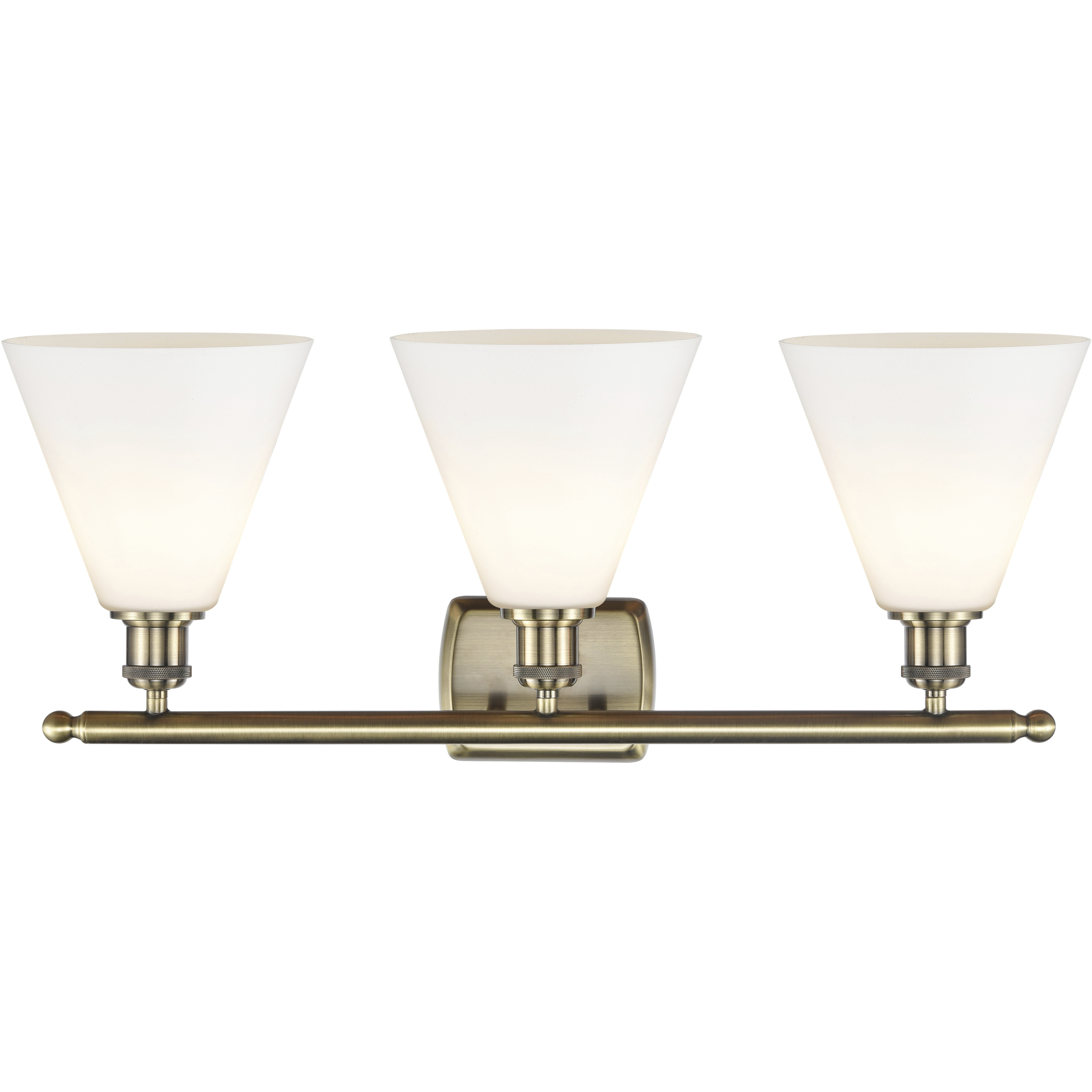 Ballston Ballston Cone LED 28 inch Antique Brass Bath Vanity Light Wall Light in Matte White Glass
