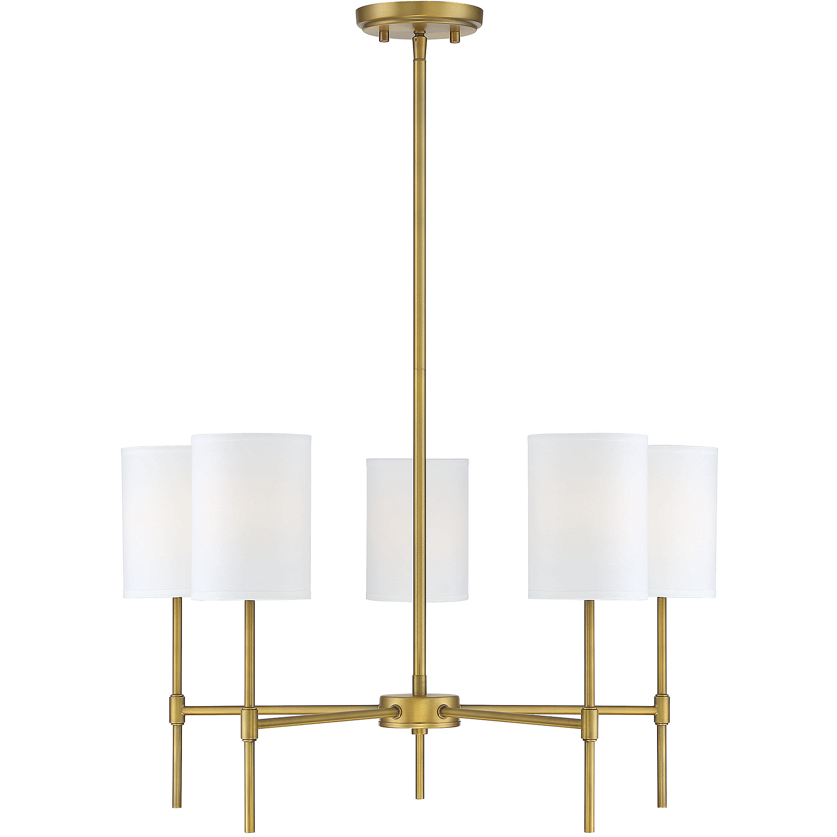 Traditional 5 Light 25 inch Natural Brass Chandelier Ceiling Light