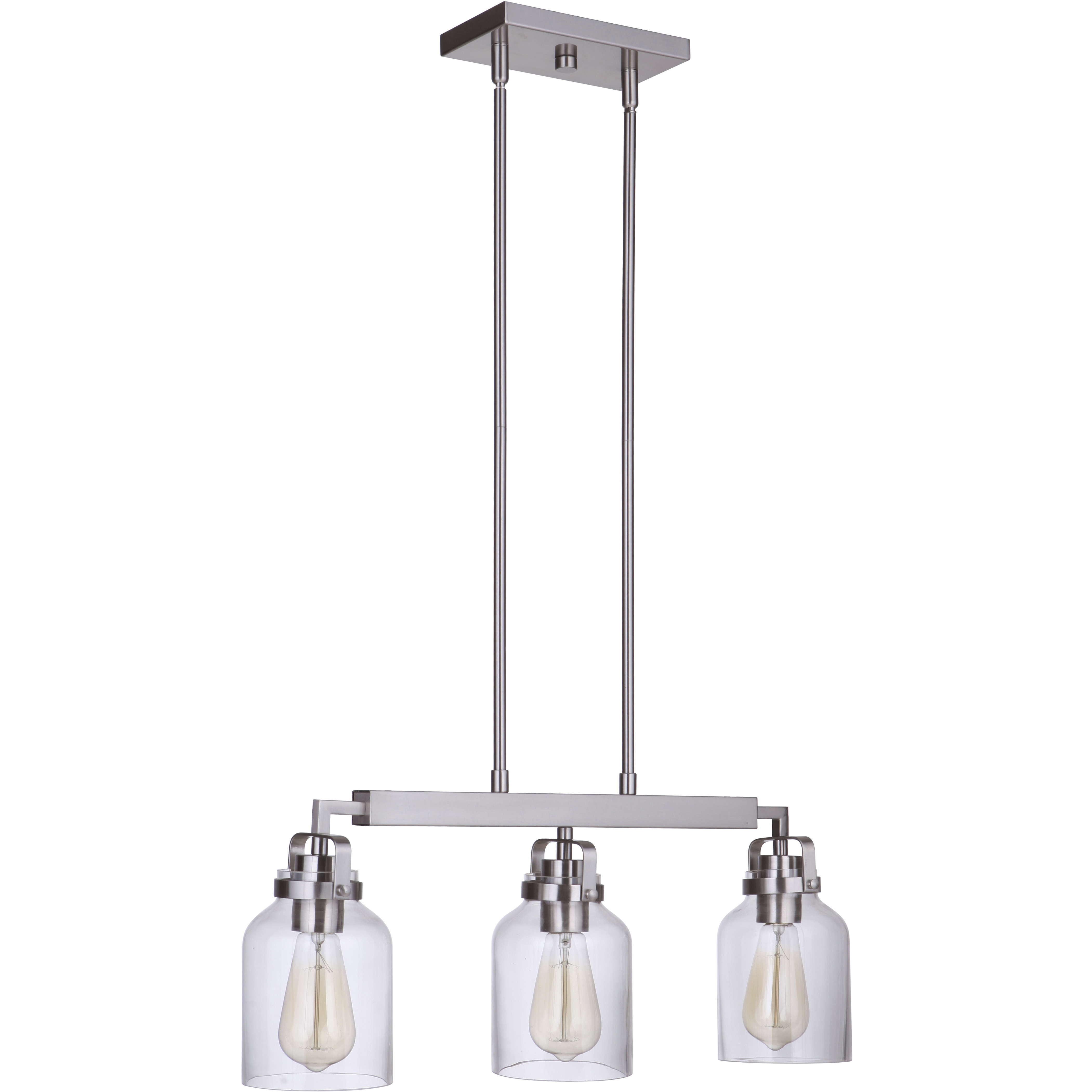 Foxwood 3 Light 26.88 inch Brushed Polished Nickel Island Light Ceiling Light