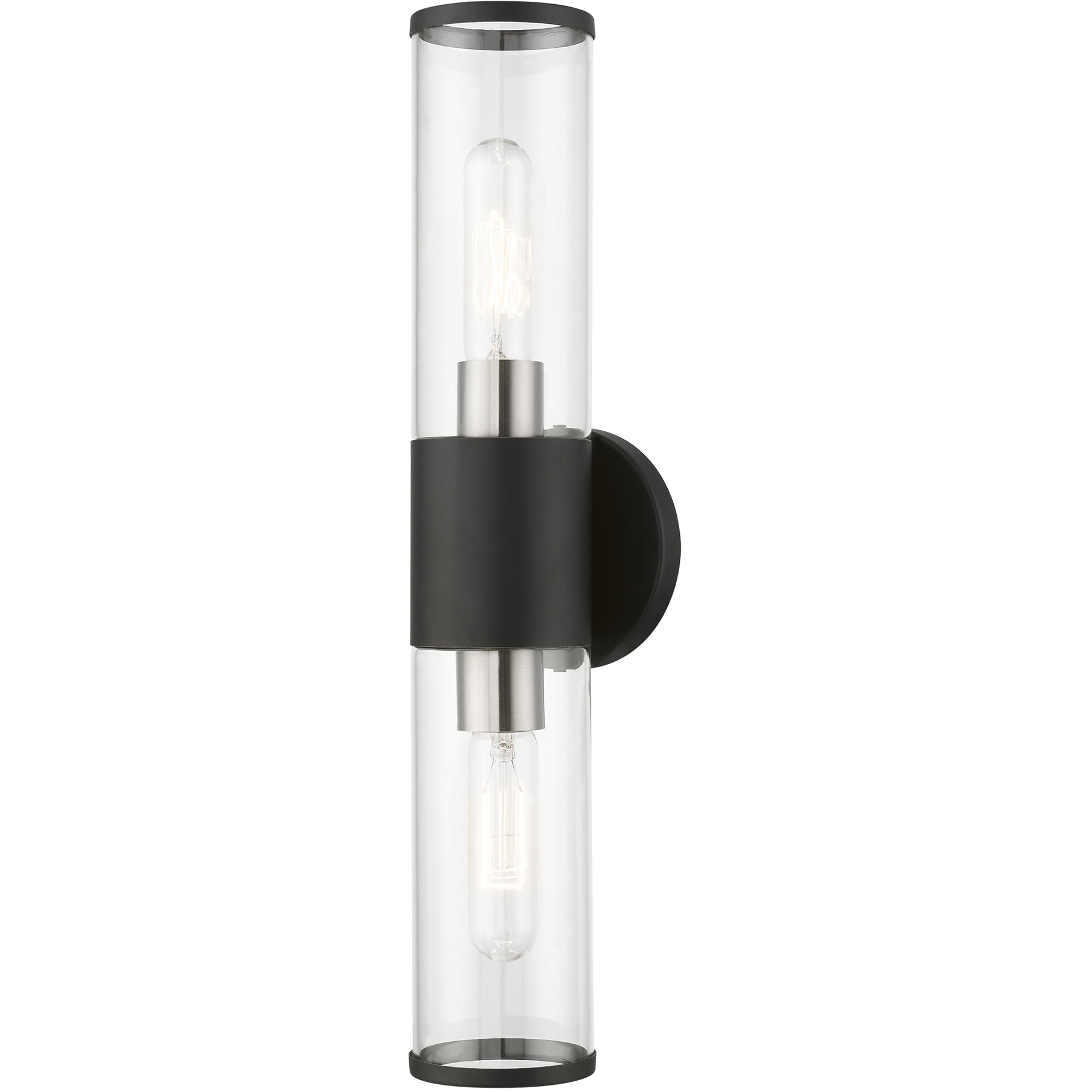 Banca 2 Light 4 inch Black with Brushed Nickel Accent ADA Vanity Sconce Wall Light