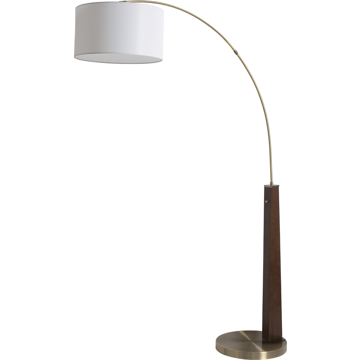Taper 92 inch 14 watt Walnut and Weathered Brass Arc Floor Lamp Portable Light