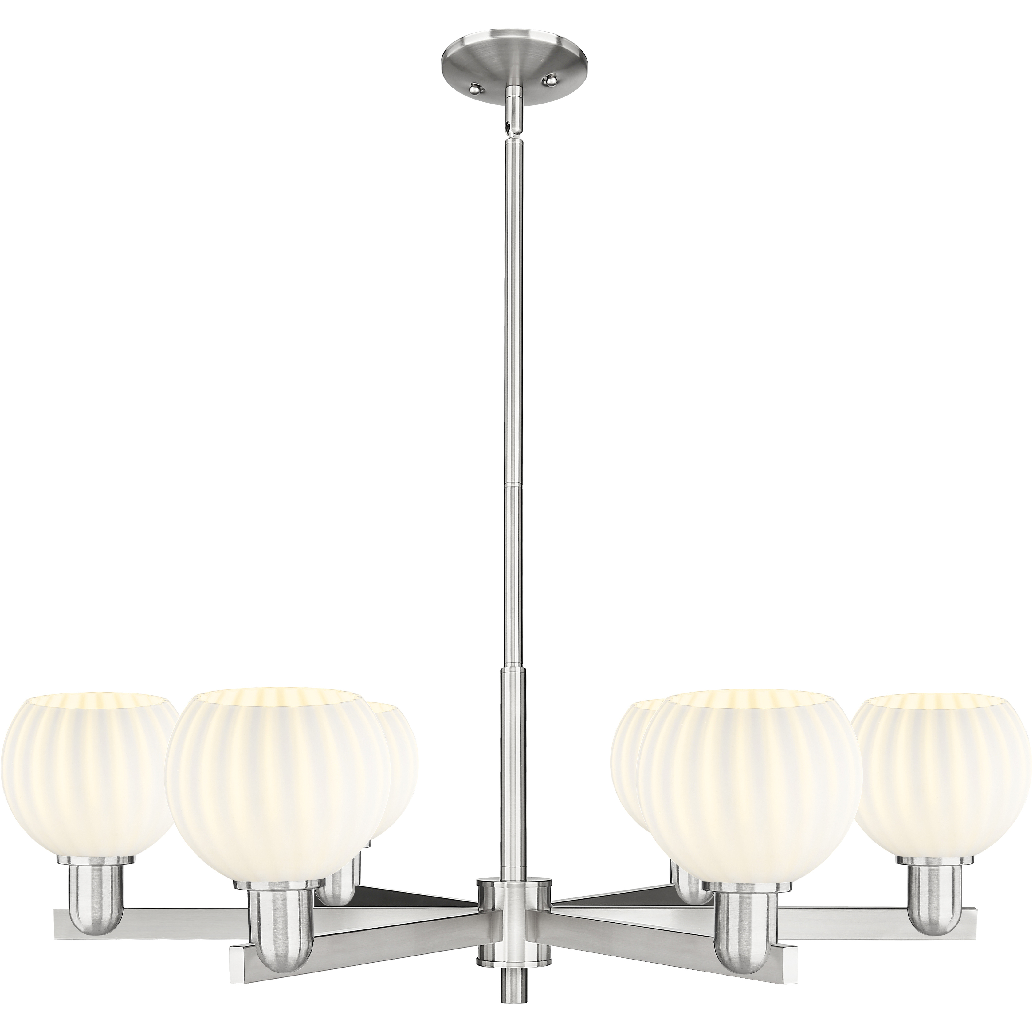 Arcadia White Venetian 6 Light 35.75 inch Satin Nickel Chandelier Ceiling Light