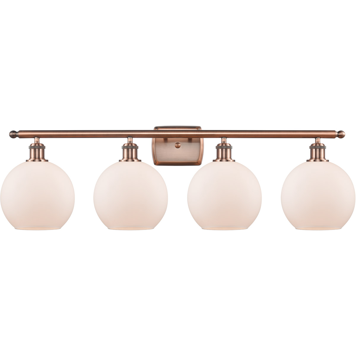 Ballston Athens LED 36 inch Antique Copper Bath Vanity Light Wall Light in Matte White Glass, Ballston