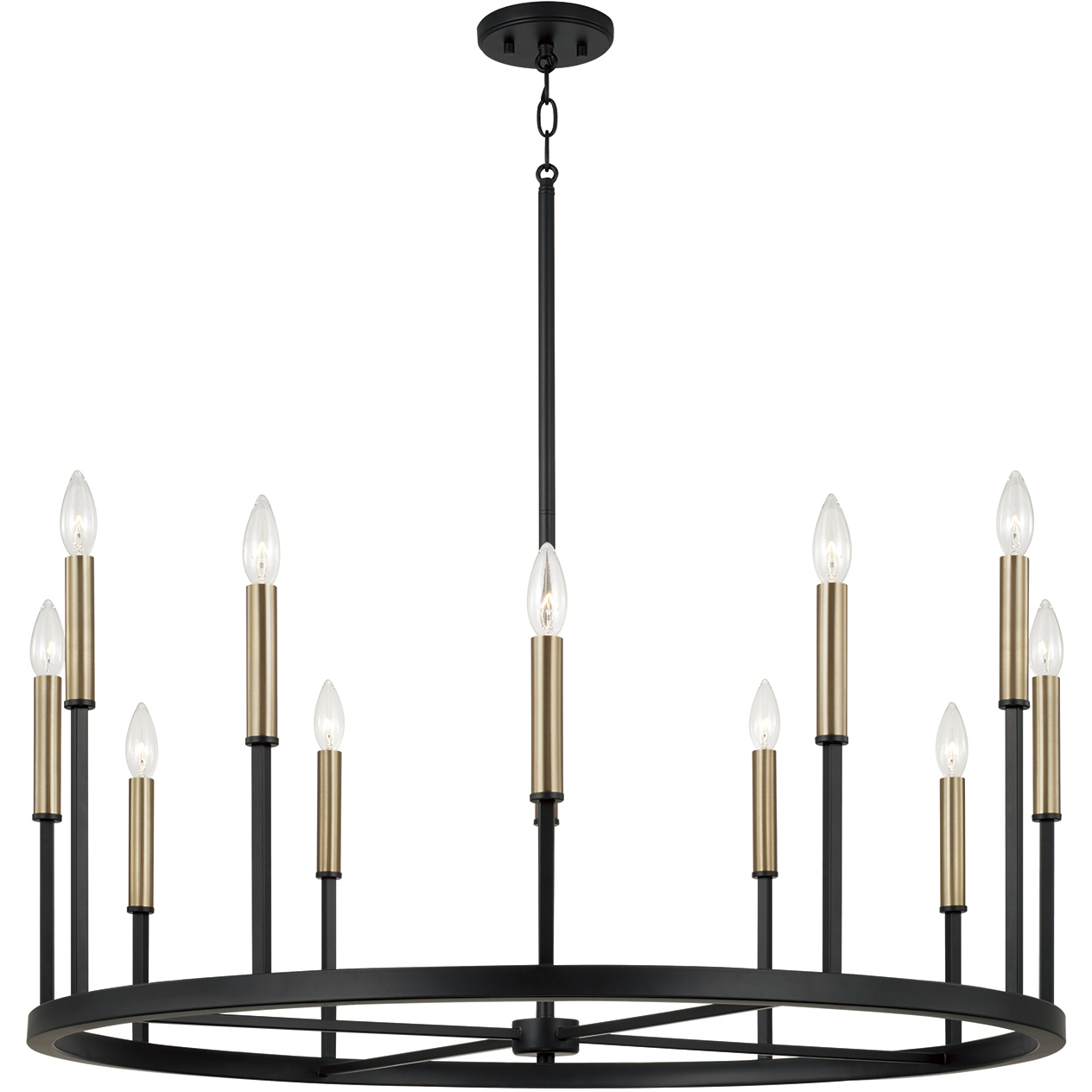 Davis 12 Light 36 inch Espresso and Brass Chandelier Ceiling Light