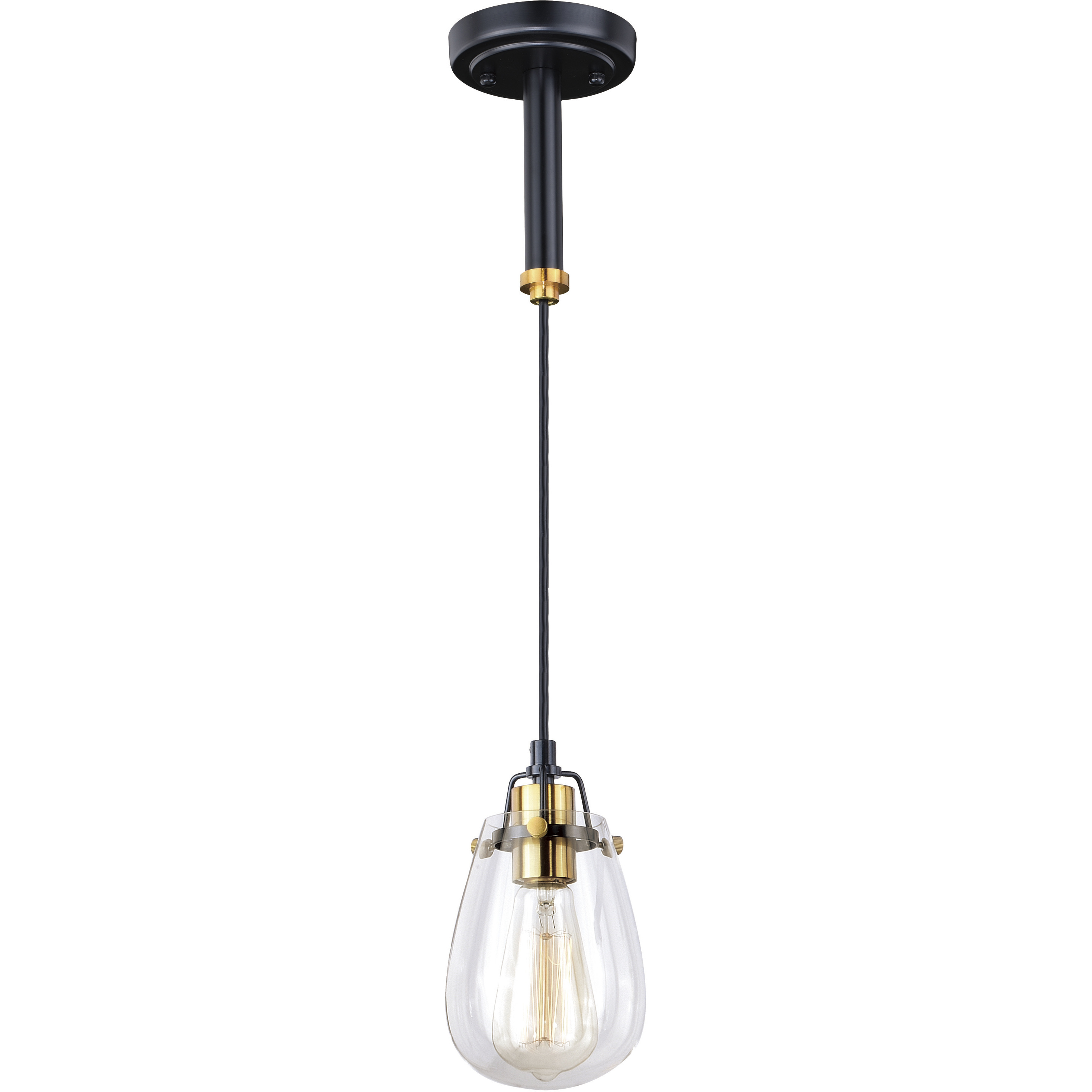 Kassidy LED 5 inch Black and Natural Brass Mini Pendant Ceiling Light