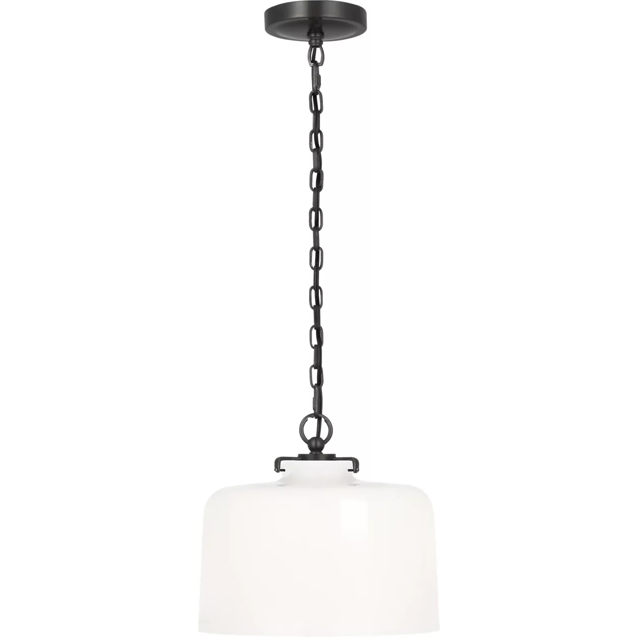 Thomas O'Brien Katie5 1 Light 12 inch Bronze Dome Pendant Ceiling Light in White Glass