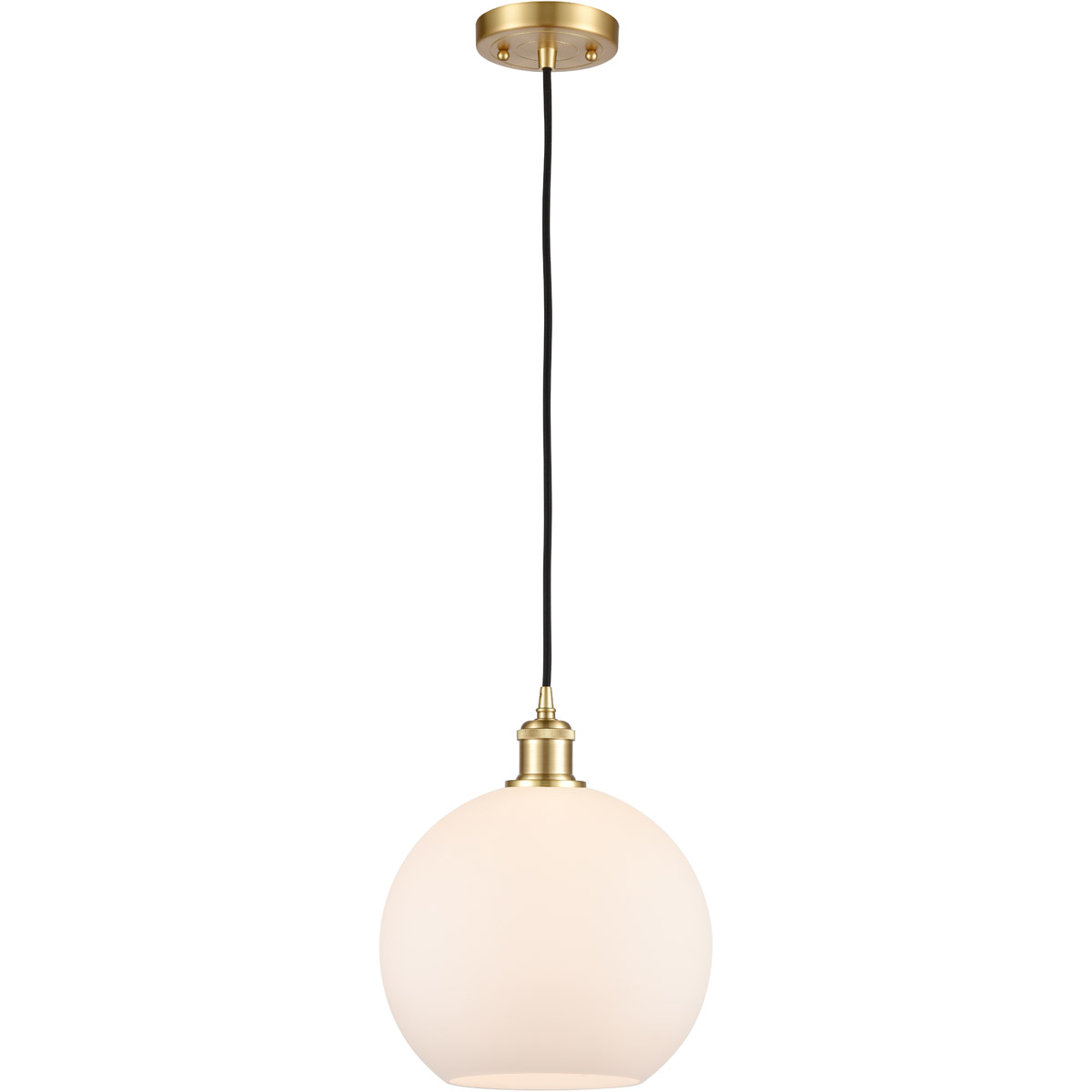 Ballston Large Athens LED 10 inch Satin Gold Mini Pendant Ceiling Light in Matte White Glass, Black Textured, Ballston