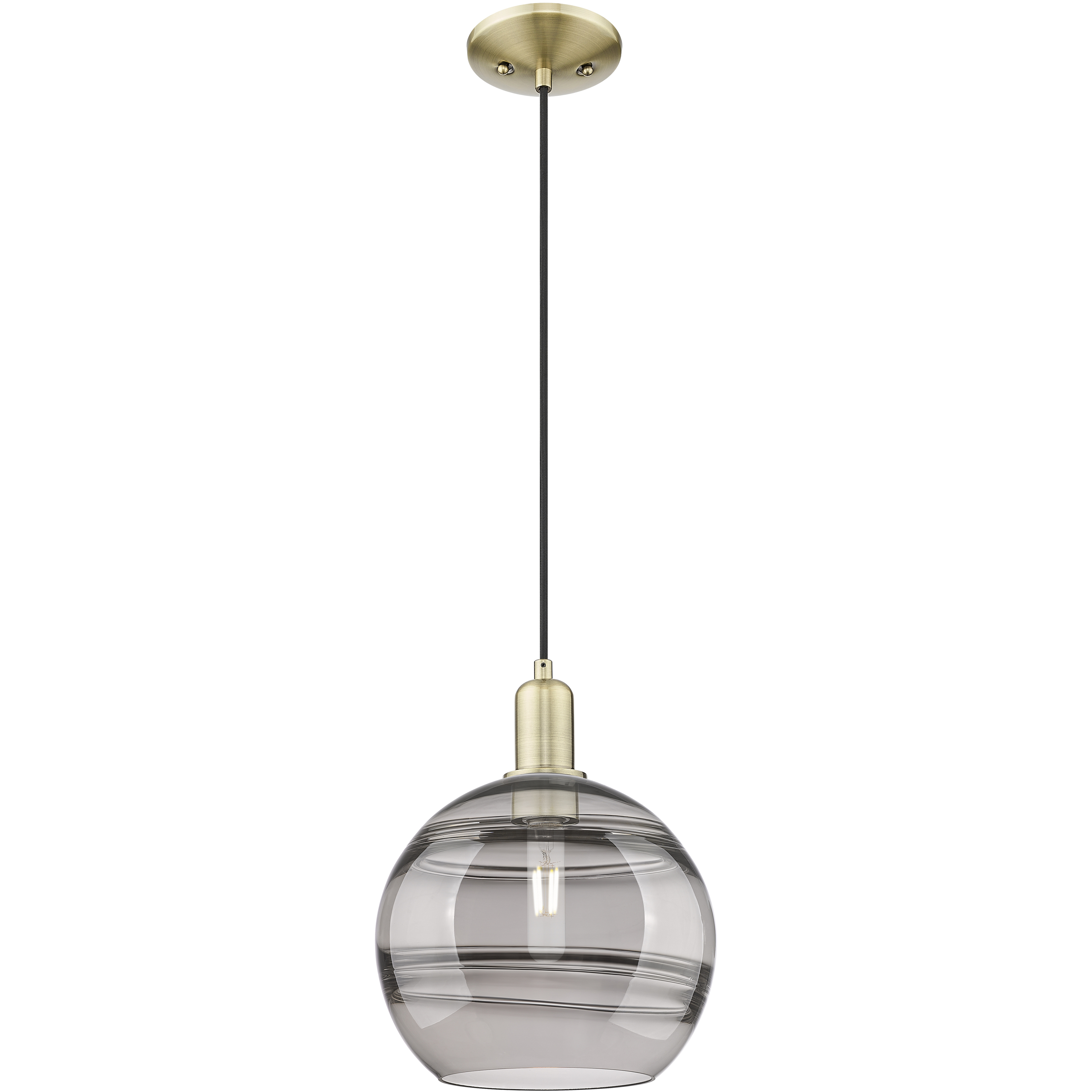 Arcadia Rochester 1 Light 10 inch Brushed Satin Nickel Mini Pendant Ceiling Light in Light Smoke Glass