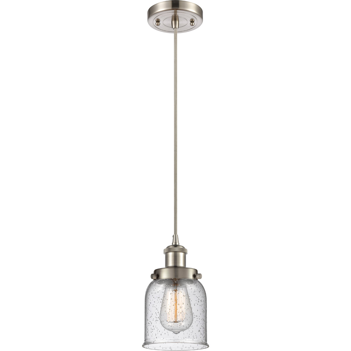 Small Bell 1 Light 5 inch Satin Nickel Mini Pendant Ceiling Light, Ballston