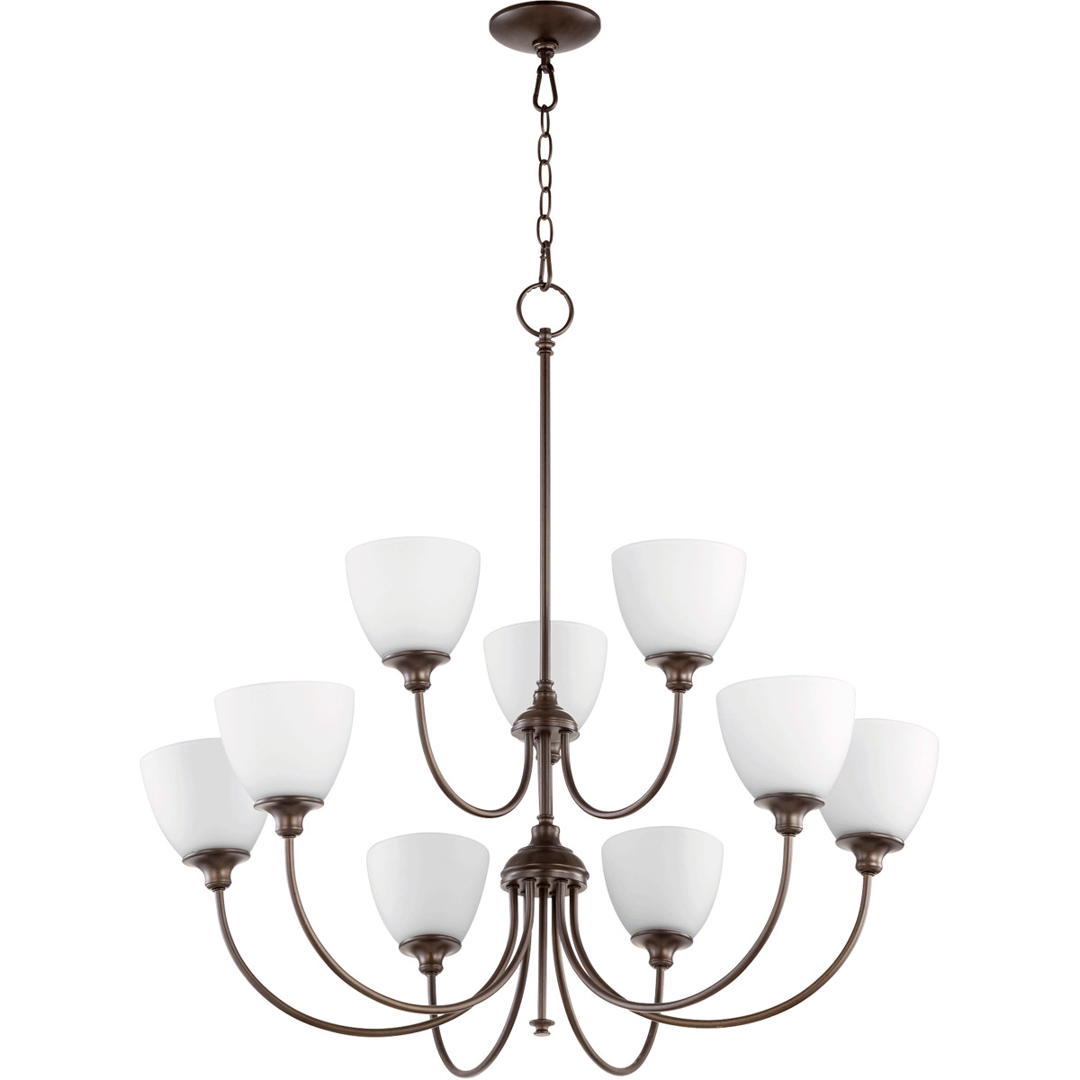 Celeste 9 Light 32 inch Oiled Bronze Chandelier Ceiling Light, Satin Opal
