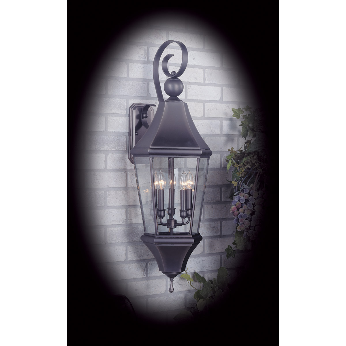 Normandy 5 Light 38 inch Raw Copper with Rain Glass Exterior Wall Mount in Red