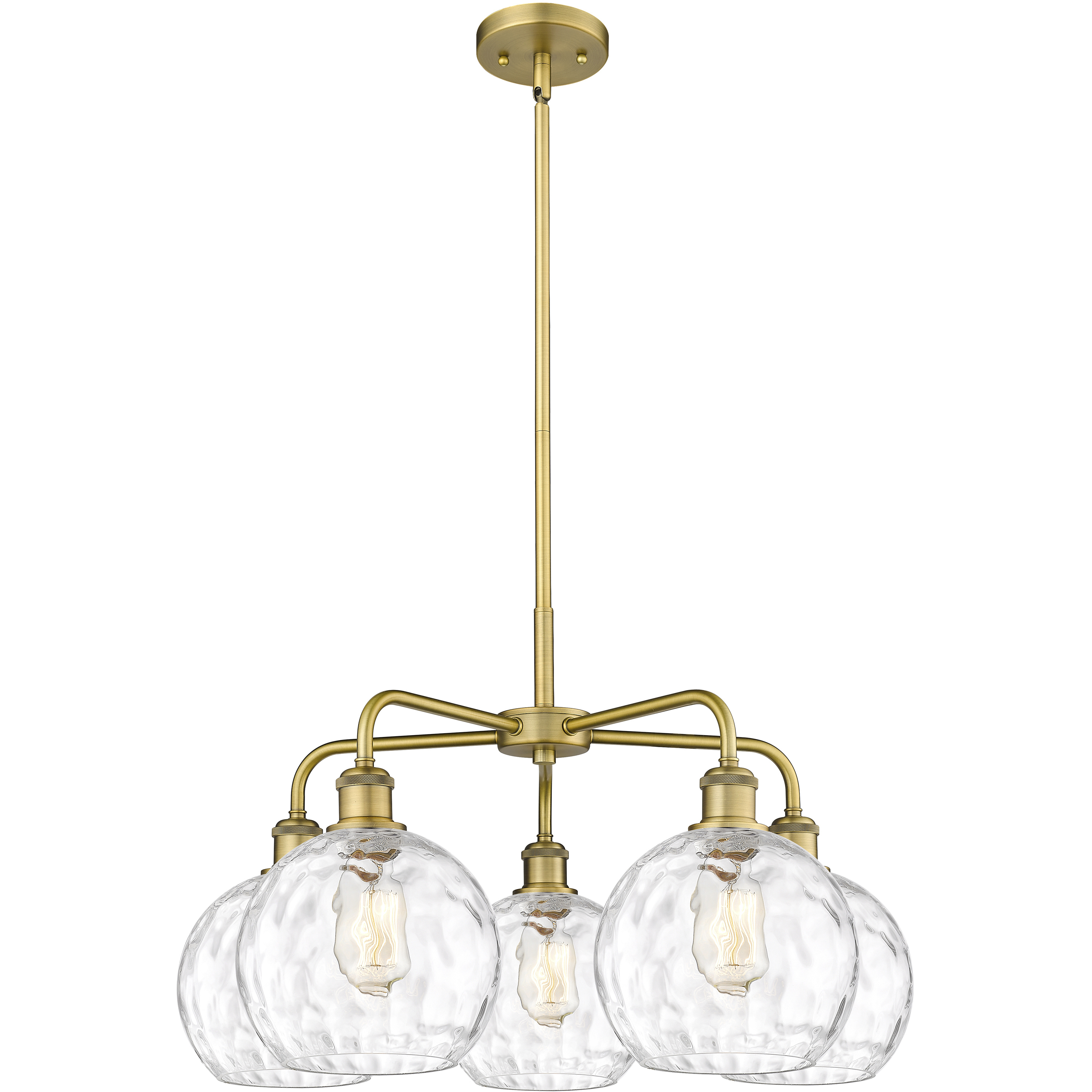 Athens Water Glass 5 Light 26 inch Brushed Brass Chandelier Ceiling Light