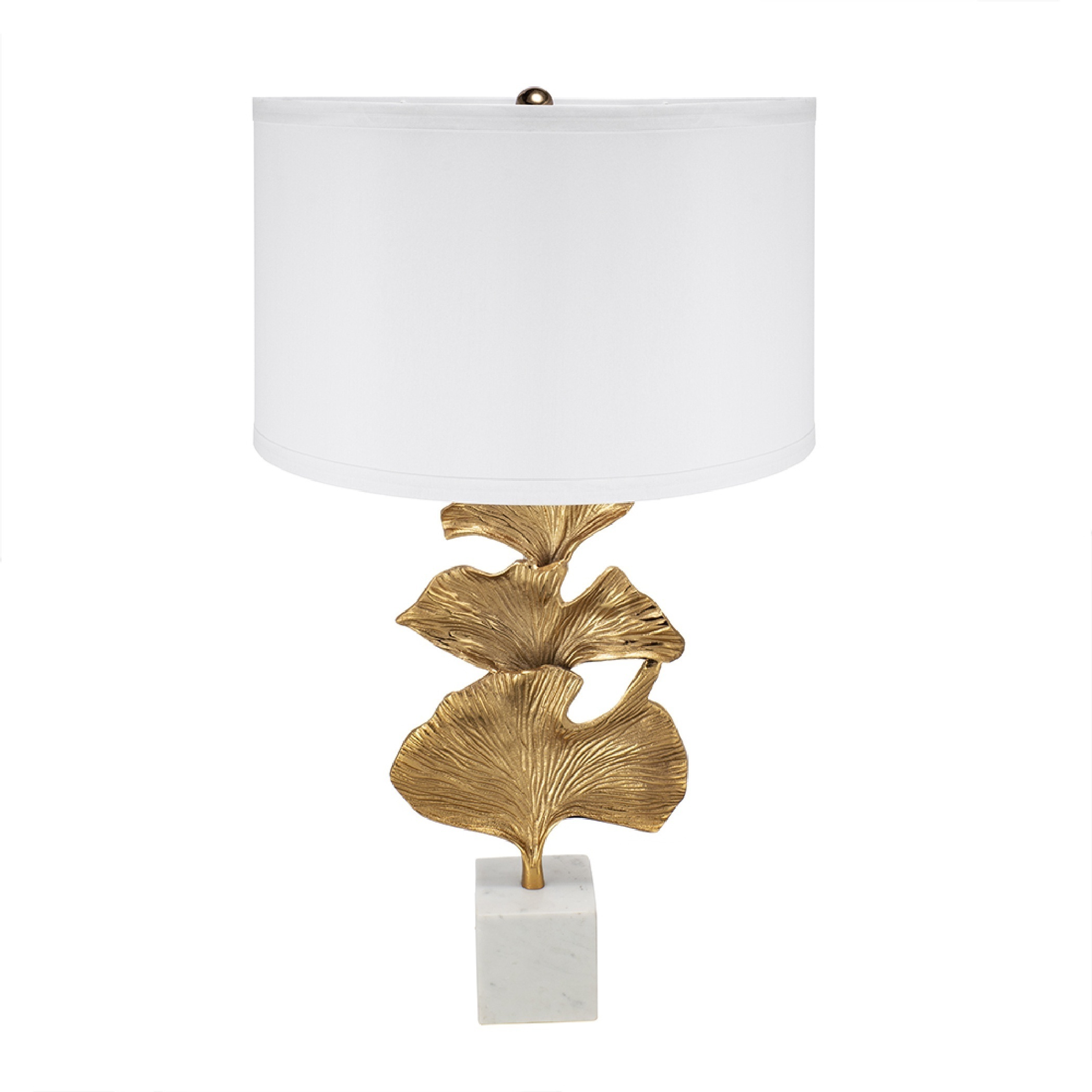 Gold table lamp with white shade outlet