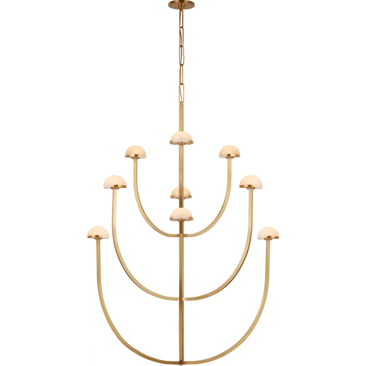 Kelly Wearstler Pedra LED 35.25 inch Antique-Burnished Brass Three-Tier Chandelier Ceiling Light, Large