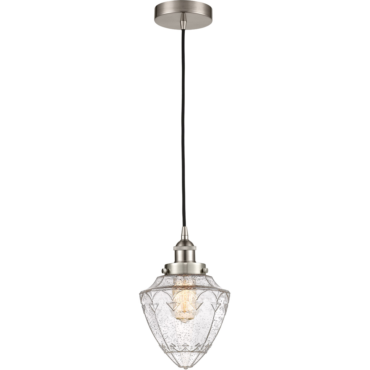 Edison Bullet LED 8 inch Brushed Satin Nickel Mini Pendant Ceiling Light