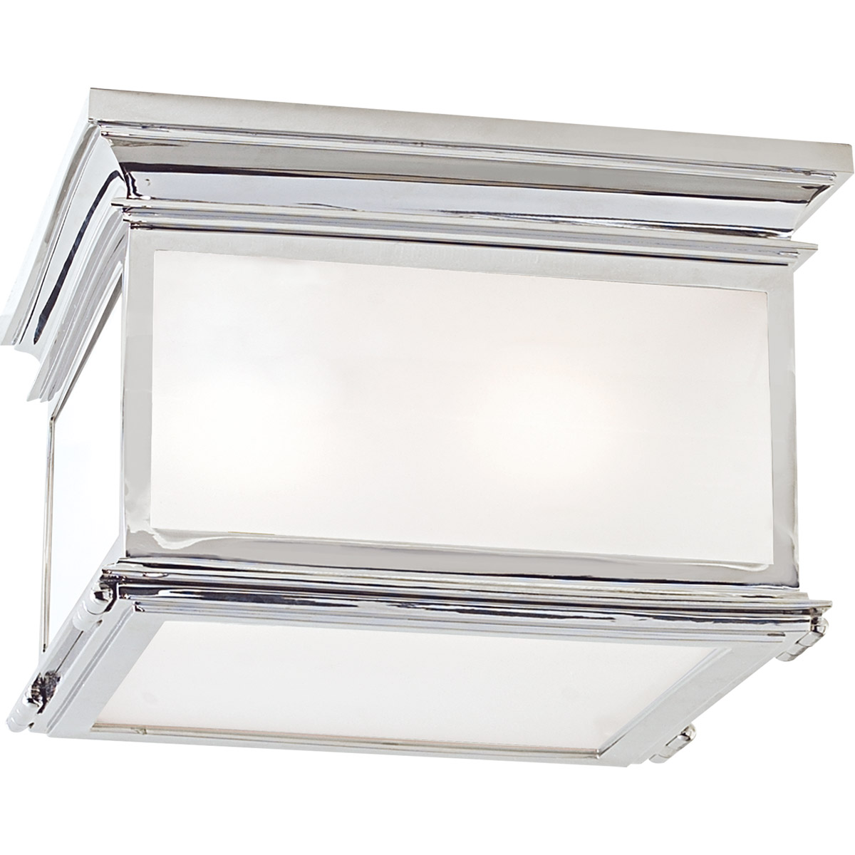 Chapman & Myers Club 3 Light 13 inch Polished Nickel Flush Mount Ceiling Light in Frosted Glass, Large