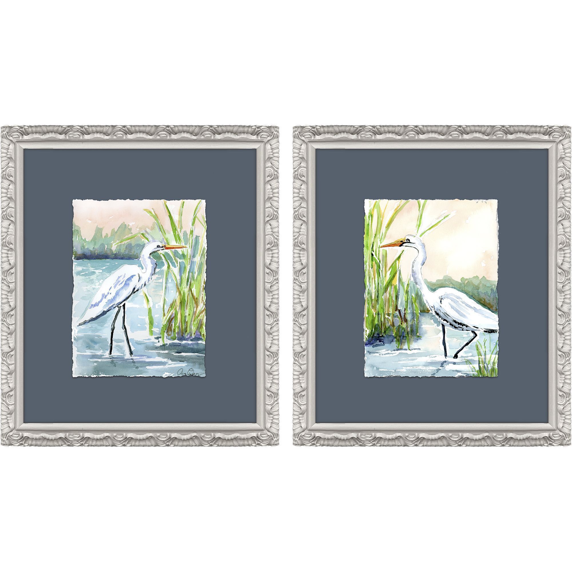 Paragon Blue and Green and White Framed Art