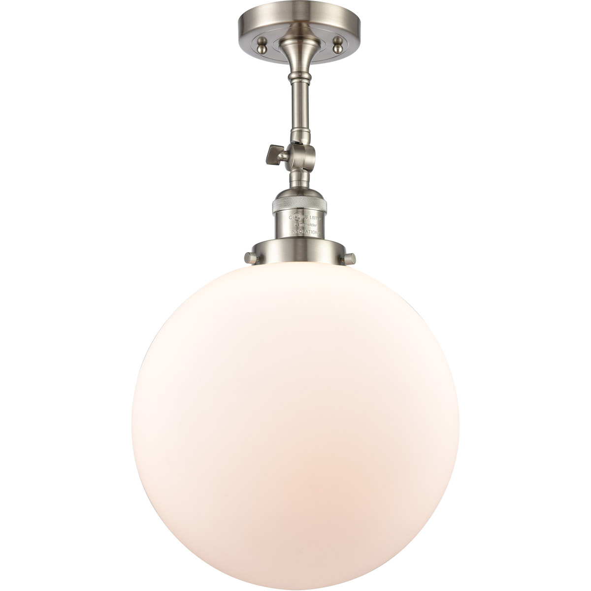 Franklin Restoration XX-Large Beacon LED 12 inch Brushed Satin Nickel Semi-Flush Mount Ceiling Light in Matte White Glass, Franklin Restoration