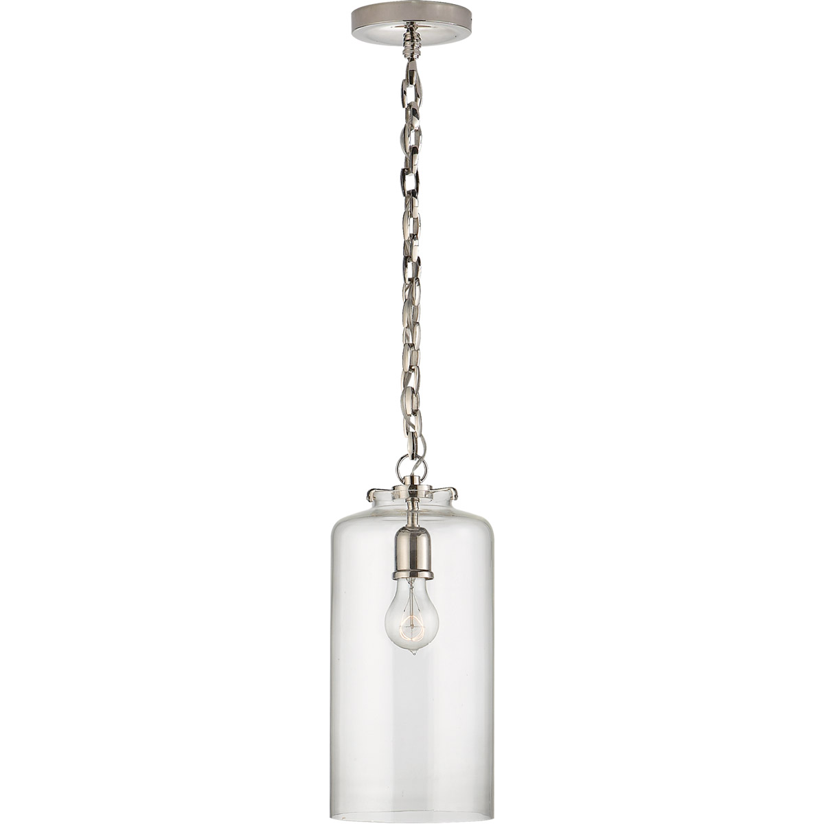 Thomas O'Brien Katie3 1 Light 7 inch Polished Nickel Cylinder Pendant Ceiling Light in Clear Glass