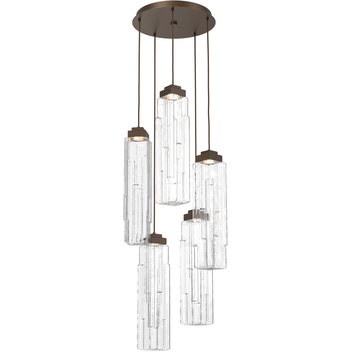 Ledgestone LED 20.3 inch Flat Bronze Chandelier Ceiling Light in Clear Ledgestone, 2700K LED, Round Multi-Port