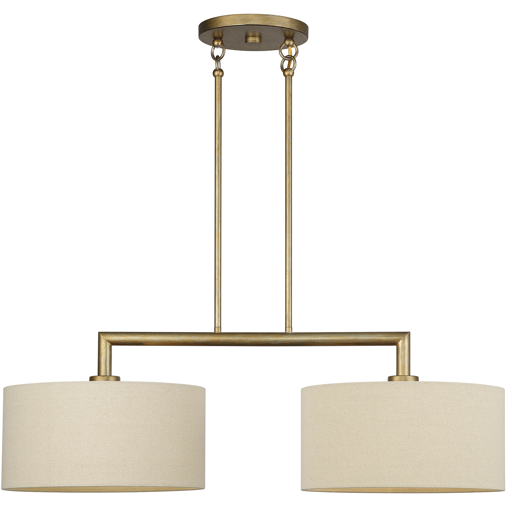 Bellingham 2 Light 35 inch Antique Gold Leaf Linear Chandelier Ceiling Light, Large
