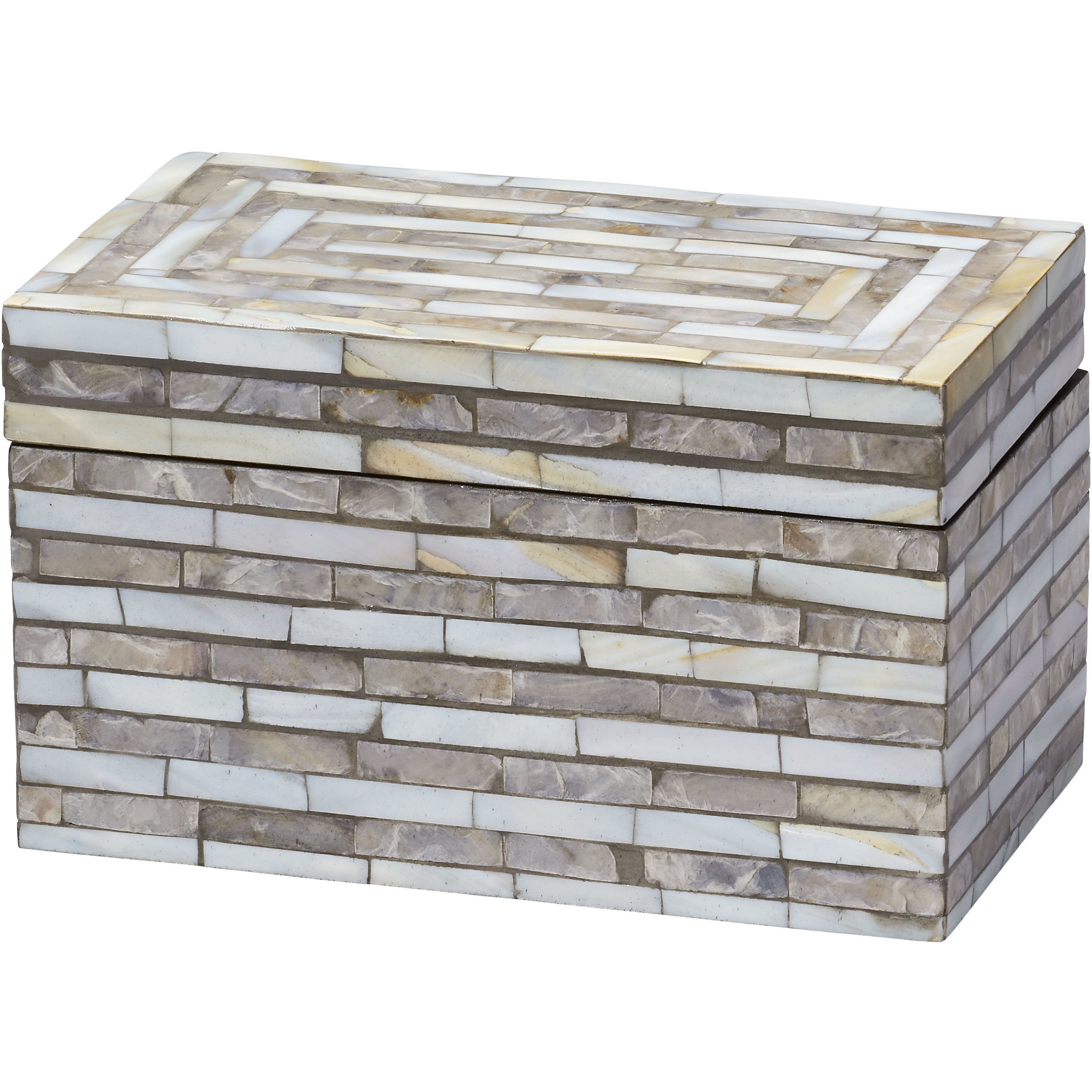 Roosevelt 8 inch Mixed Grey and White Mother of Pearl Box in Small, Small