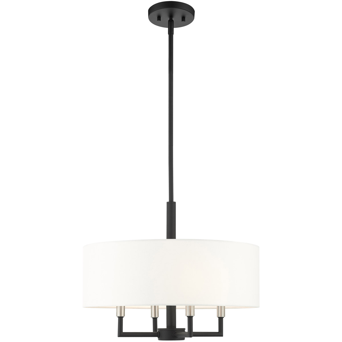 Meridian 4 Light 18 inch Black with Brushed Nickel Accents Pendant Chandelier Ceiling Light