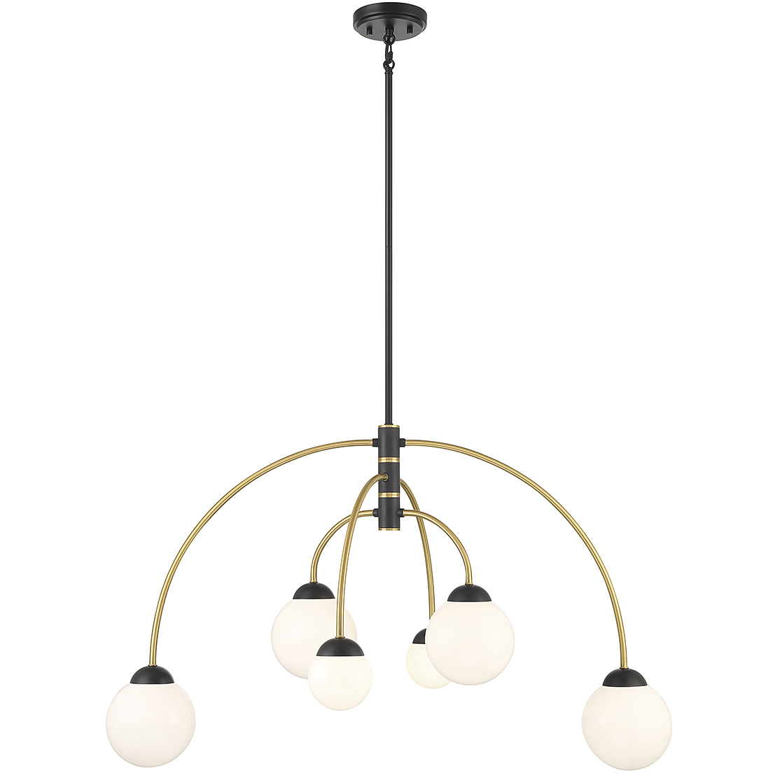 Stella 6 Light 38 inch Matte Black with Natural Brass Chandelier Ceiling Light