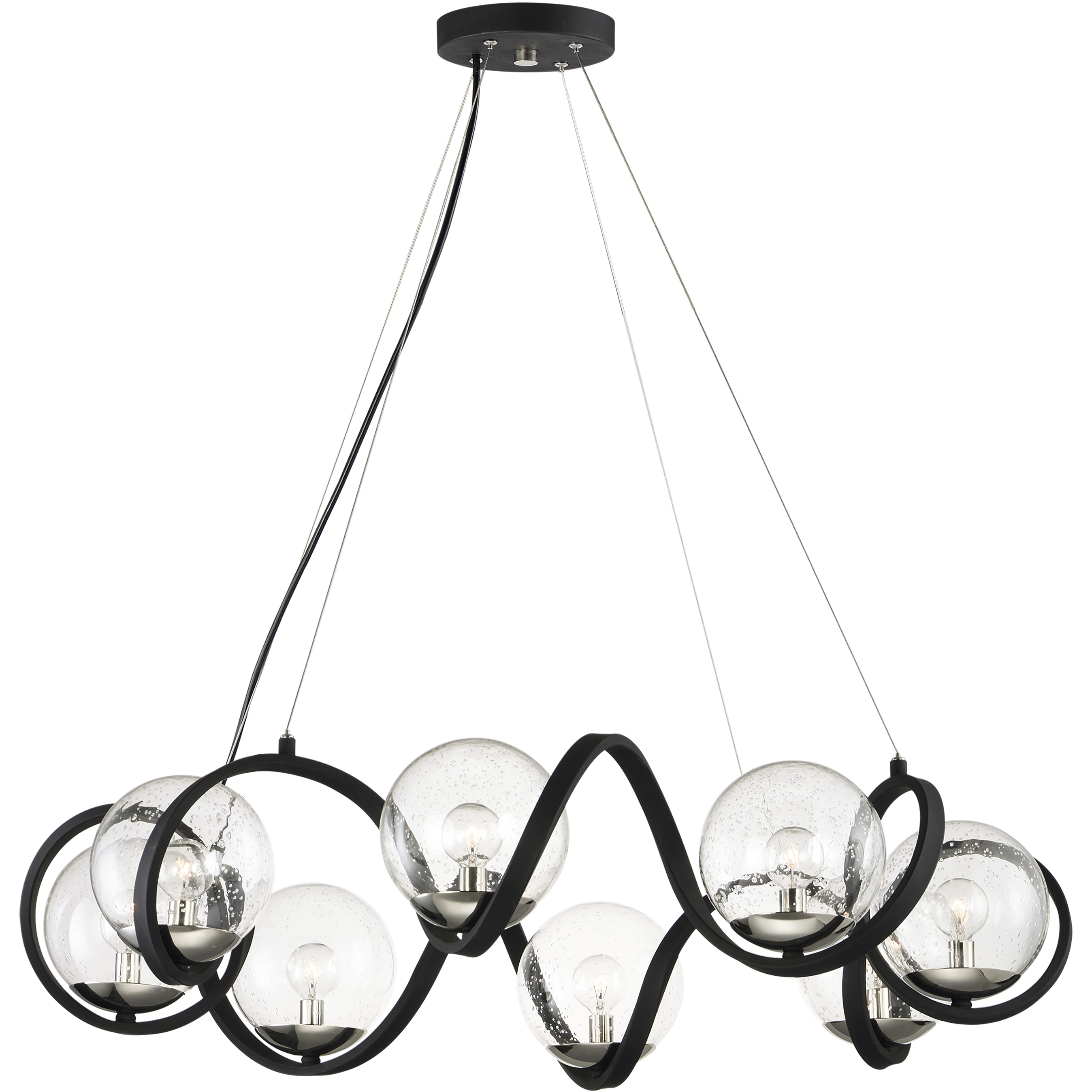 Curlicue 8 Light 35 inch Black and Polished Nickel Multi-Light Pendant Ceiling Light