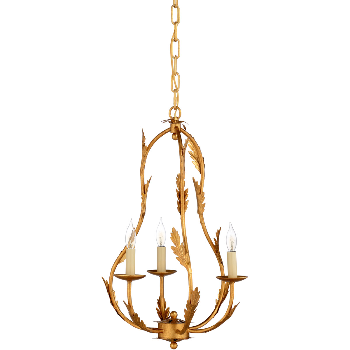 Pam Cain 3 Light 15 inch Antique Gold Leaf Chandelier Ceiling Light