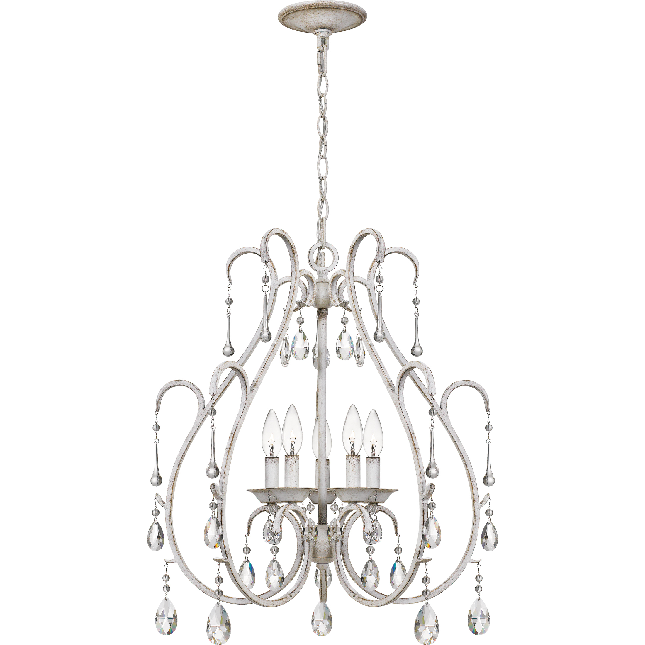 Blanca 5 Light 23 inch Antique White Mini Chandelier Ceiling Light