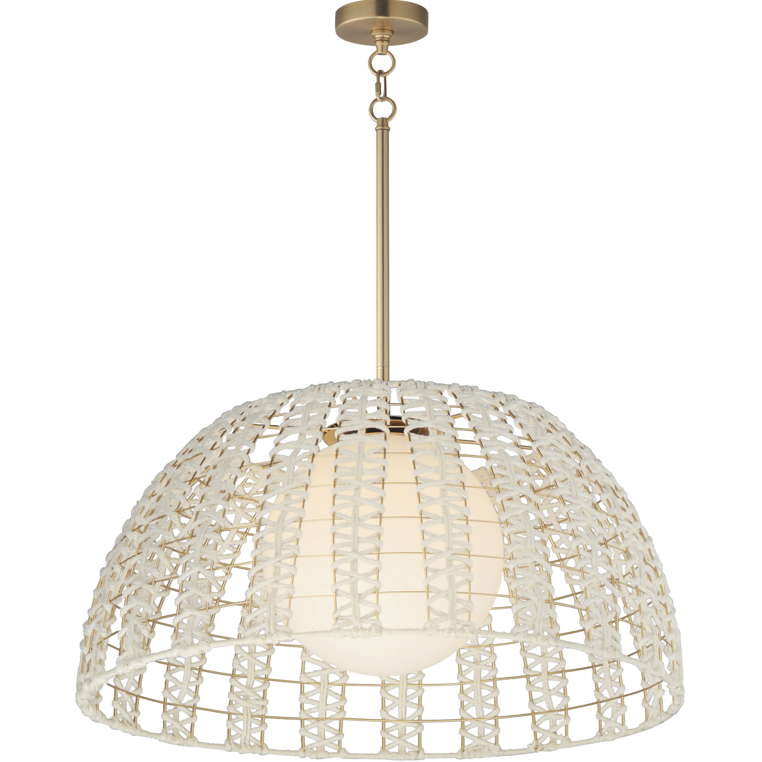 Macrame 1 Light 29.5 inch Gold Single Pendant Ceiling Light